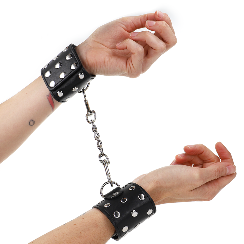 KINK - CINTURINI DA POLSO CON CHIUSURA A SCATTO CON RIVETTI NERI REGOLABILI 19-24 CM X 5,5 CM