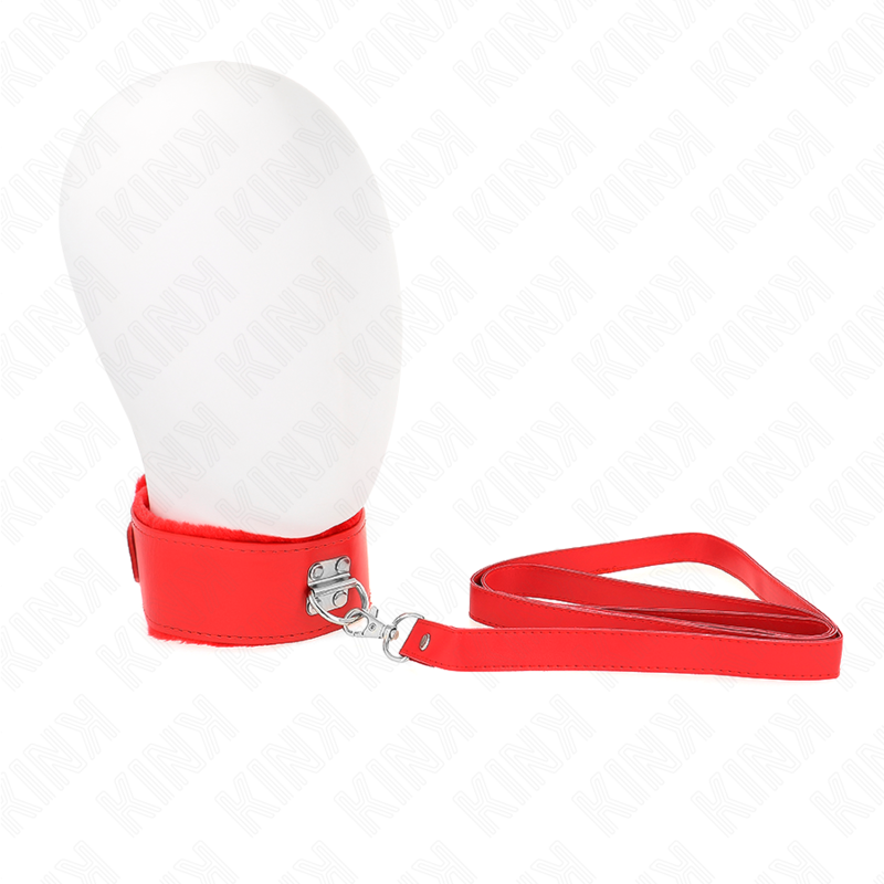 KINK - COLLARE CON GUINZAGLIO 116 CM MODELLO 4 ROSSO CON BORCHIE ARGENTO REGOLABILE 40-48 CM X 6 CM