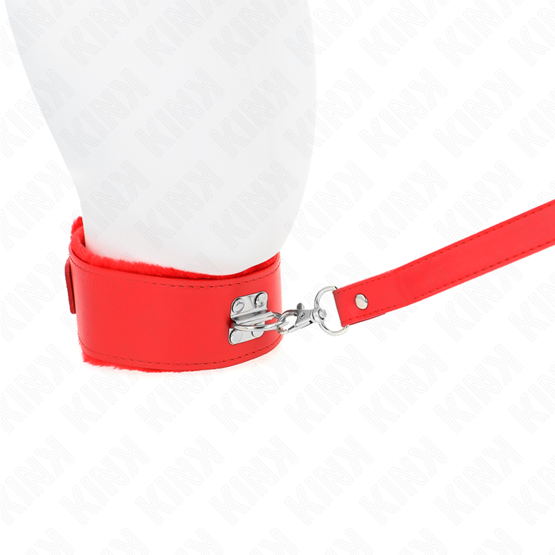 KINK - COLLARE CON GUINZAGLIO 116 CM MODELLO 4 ROSSO CON BORCHIE ARGENTO REGOLABILE 40-48 CM X 6 CM