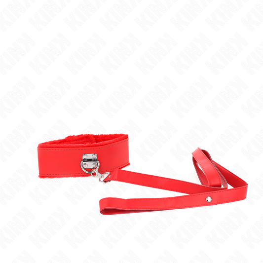 KINK - COLLARE CON GUINZAGLIO 116 CM MODELLO 4 ROSSO CON BORCHIE ARGENTO REGOLABILE 40-48 CM X 6 CM