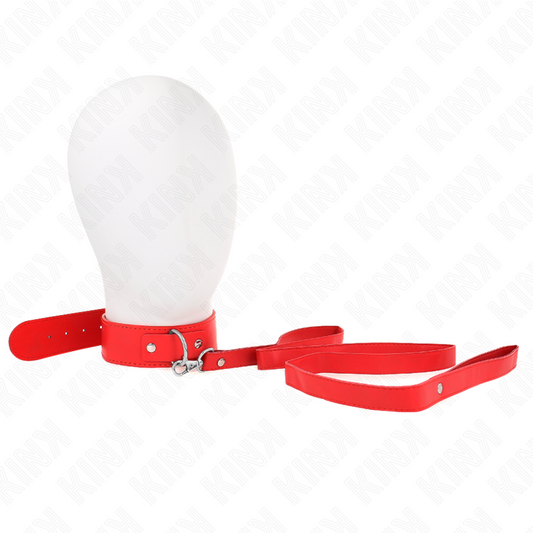 KINK - COLLARE CON GUINZAGLIO 116 CM ROSSO CINTURINO REGOLABILE 32-50 CM X 8 CM