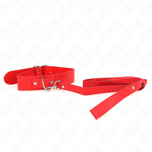 KINK - COLLARE CON GUINZAGLIO 116 CM ROSSO CINTURINO REGOLABILE 32-50 CM X 8 CM