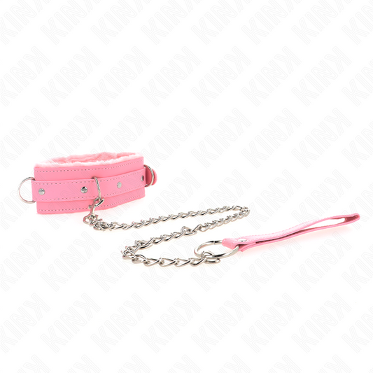 KINK - COLLARE CON GUINZAGLIO 65 CM CON CINGHIE ROSA 36-42 CM X 5,5 CM