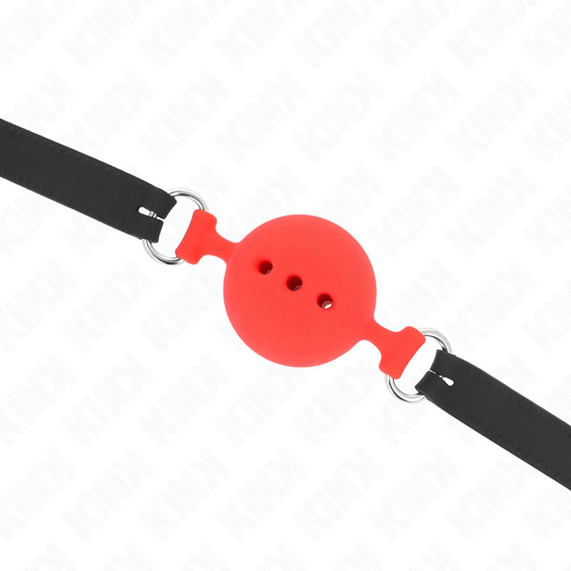 KINK - BALL GAG IN SILICONE  55 x 2 CM CON SFERA ROSSA DA 5 CM TAGLIA L REGOLABILE 35-51 CM