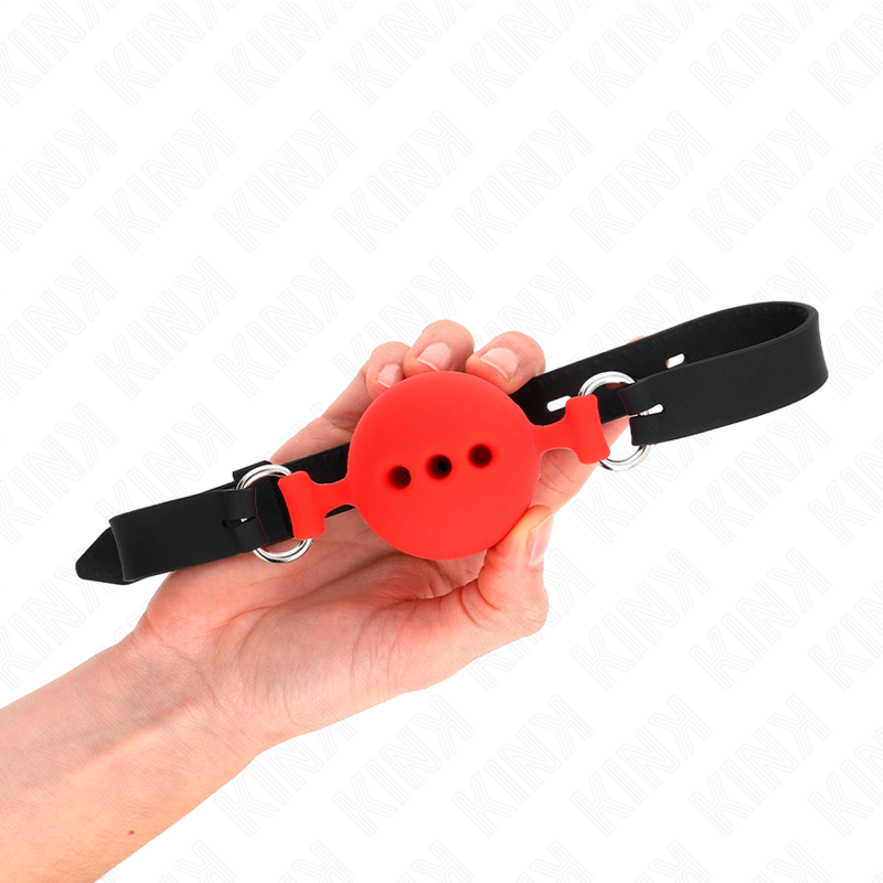 KINK - BALL GAG IN SILICONE  55 x 2 CM CON SFERA ROSSA DA 5 CM TAGLIA L REGOLABILE 35-51 CM