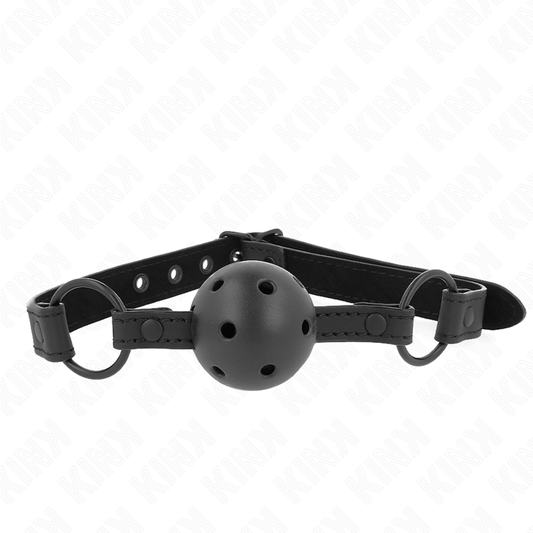 KINK - BALL GAG CON SFERA FORATA IN NEOPRENE 4,5 CM MISURE 63,5 X 2 CM REGOLABILE 41 X 59 CM