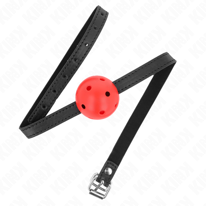 KINK - BALL GAG CON SFERA FORATA 4,5 CM ROSSA DESIGN SIMPLICITY MISURA  62 x 1,5 CM