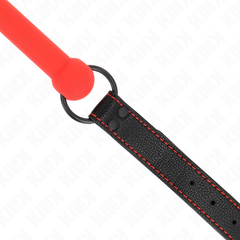 KINK - GAG CON OSSO E CINTURINO IN SIMILPELLE ROSSO REGOLABILE 41-57 CM