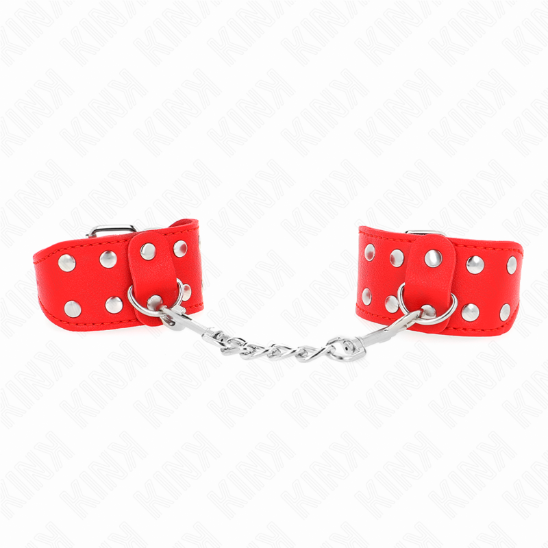 KINK - MANETTE CON DOPPIA LINEA DI BORCHIE ROSSE REGOLABILI