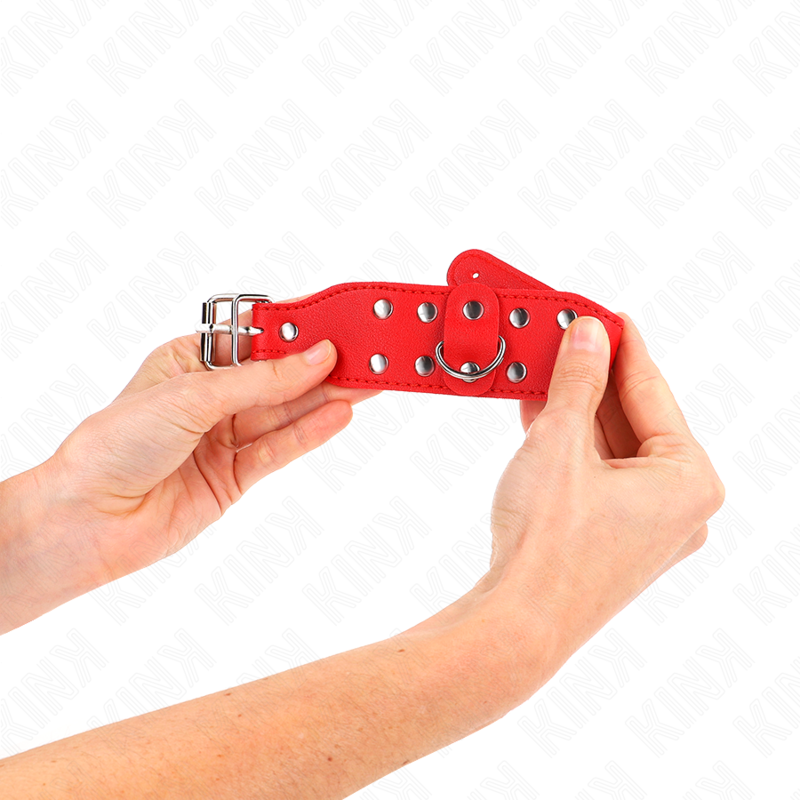 KINK - CINTURINI DA POLSO CON DOPPIA LINEA DI BORCHIE REGOLABILI ROSSO