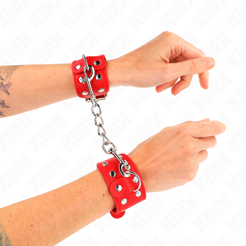 KINK - CINTURINI DA POLSO CON DOPPIA LINEA DI BORCHIE REGOLABILI ROSSO
