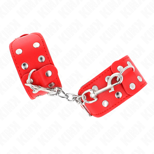 KINK - MANETTE CON DOPPIA LINEA DI BORCHIE ROSSE REGOLABILI