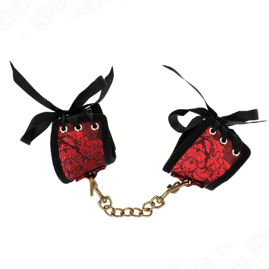 KINK - MANETTE DESIGN SCANDAL CON DETTAGLI IN PIZZO ROSSO-NERO 24,5 CM X 6,5 CM