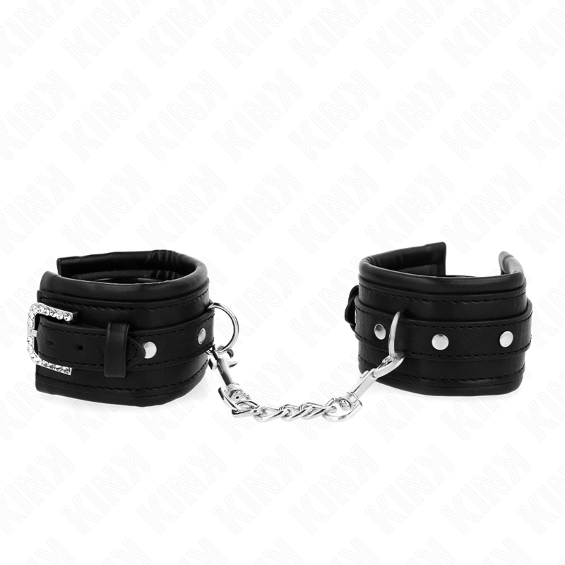 KINK - MANETTE CON FIBBIA IN STRASS NERI REGOLABILI 25-32 CM X 5,5 CM