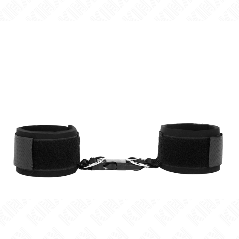KINK - CINTURINI DA POLSO IN NEOPRENE CON CHIUSURA A STRAPPO E ANELLO, NERI, REGOLABILI 22-34 CM