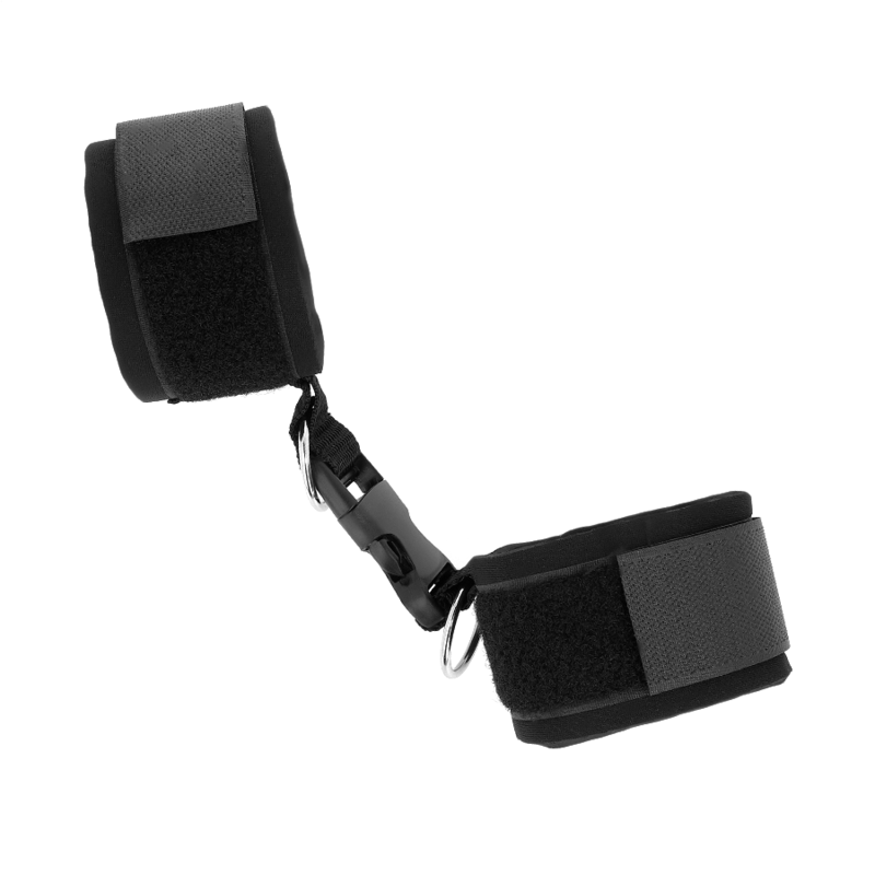 KINK - MANETTE IN NEOPRENE CON CHIUSURA A STRAPPO E ANELLO, NERI, REGOLABILI 22-34 CM