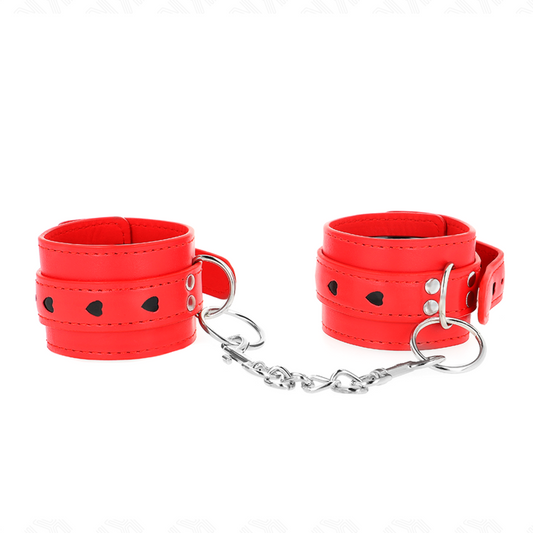 KINK - MANETTE ROSSE CON INTARSIO A CUORE NERO REGOLABILI 21-28 CM X 5,5 CM