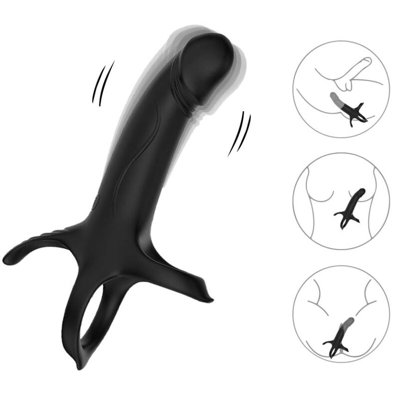 ARMONY - ANELLO PENE VIBRANTE CON DILDO NERO