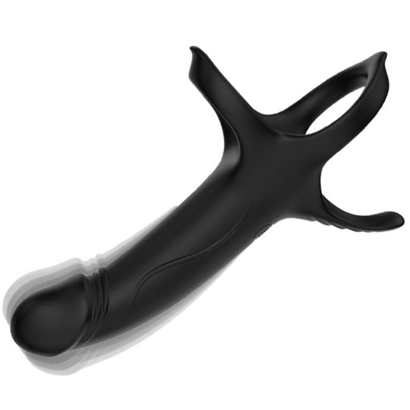 ARMONY - ANELLO PENE VIBRANTE CON DILDO NERO