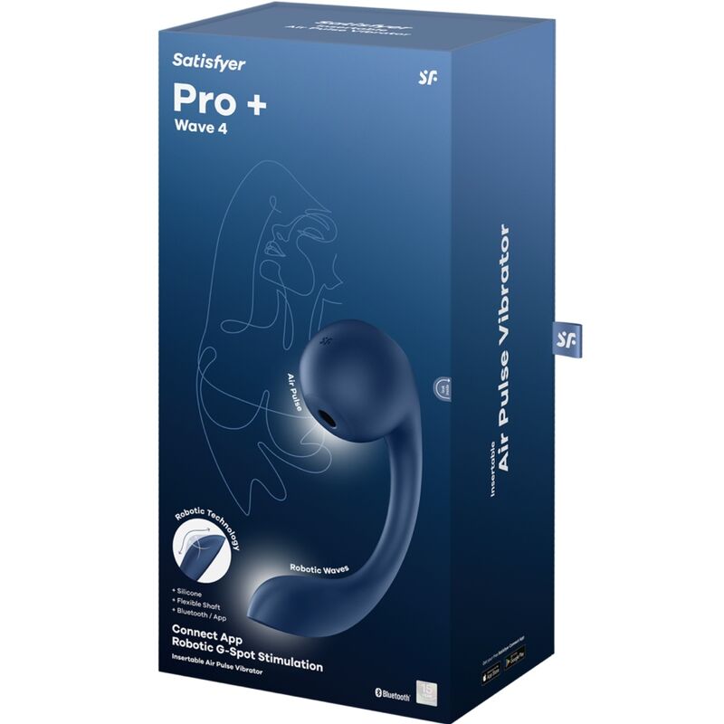 SATISFYER - PRO+ WAVE 4 STIMOLATORE PUNTO G AIR PULSE APP GRATUITA BLU SCURO