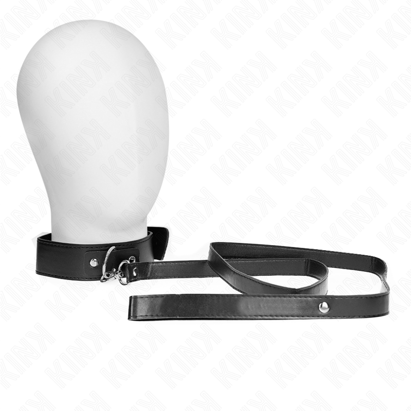 KINK - COLLARE CON GUINZAGLIO 116 CM CINTURINO NERO REGOLABILE 32-50 CM X 8 CM