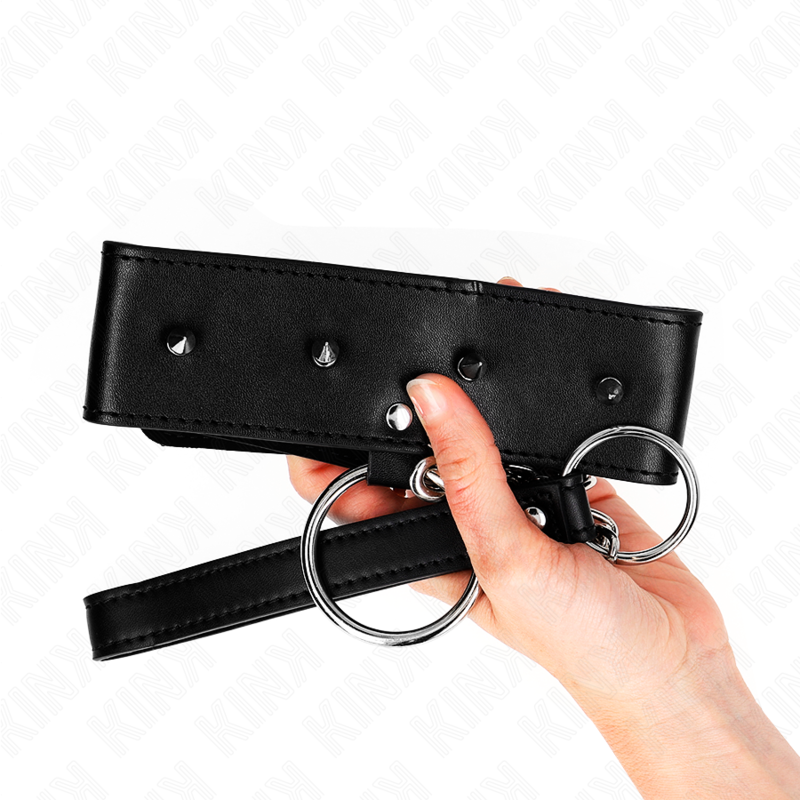 KINK - COLLARE CON GUINZAGLIO 65 CM CON BORCHIE COLOR ARGENTO MODELLO 2 REGOLABILE 36-43 CM X 5 CM