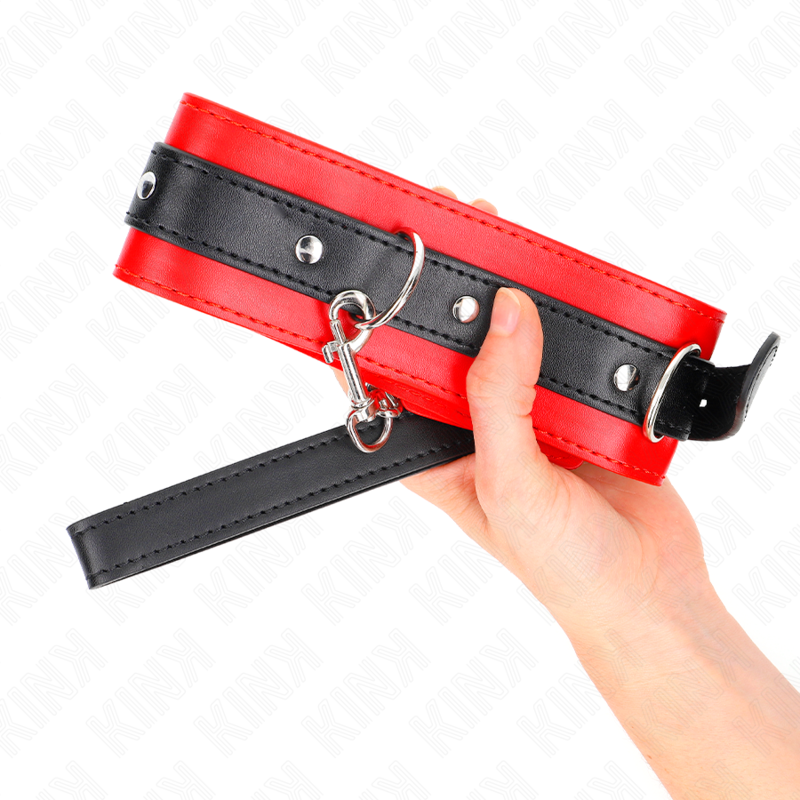 KINK - COLLARE CON GUINZAGLIO 65 CM ROSSO CON CINGHIA 54 X 4,5 CM