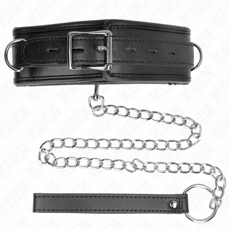 KINK - COLLARE CON GUINZAGLIO IN SIMILPELLE SPUGNA MODELLO 3 REGOLABILE 37-54 CM X 3 CM