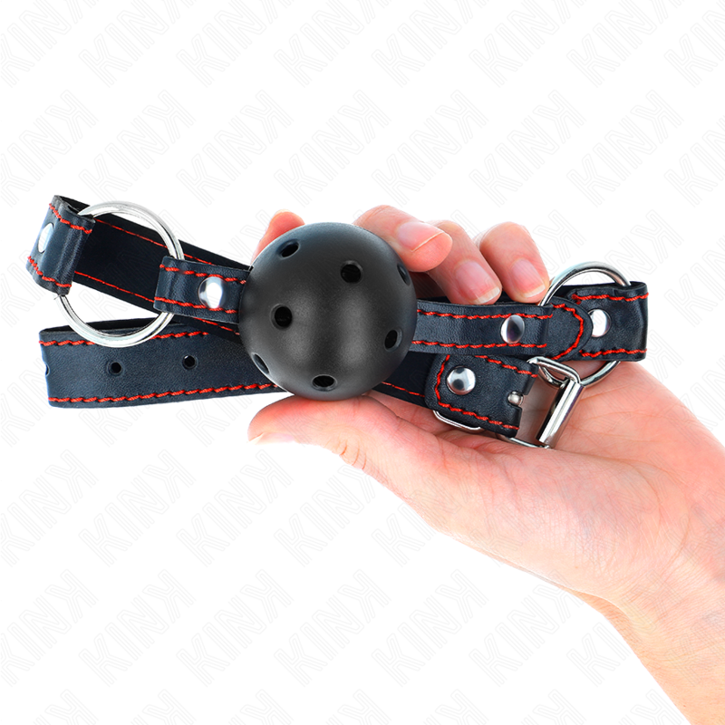 KINK - BALL GAG CON SFERA FORATA 4,5 CM NERA MODELLO 2 MISURA 65 x 2,5 CM