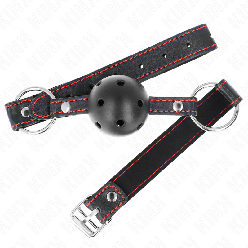 KINK - BALL GAG CON SFERA FORATA 4,5 CM NERA MODELLO 2 MISURA 65 x 2,5 CM