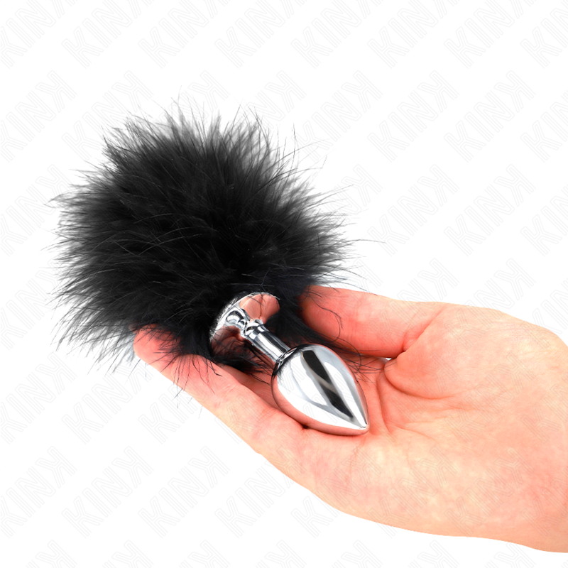 KINK - PLUG ANALE IN ACCIAIO INOX 11 x 7 CM CON PIUMA 11 CM