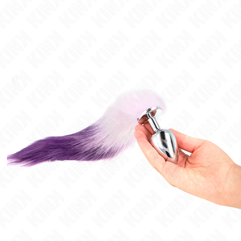 KINK - PLUG ANALE 10 X 4 CM CON CODA SINTETICA 40 CM VIOLA TAGLIA L
