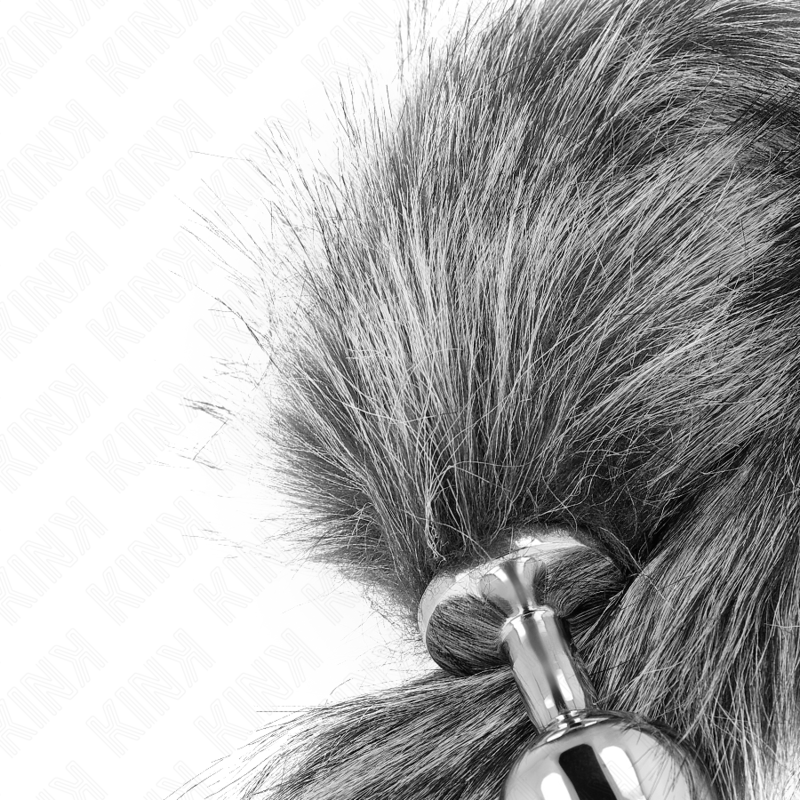 KINK - PLUG ANALE 8 X 3,5 CM CON CODA SINTETICA 40 CM GRIGIO TAGLIA M