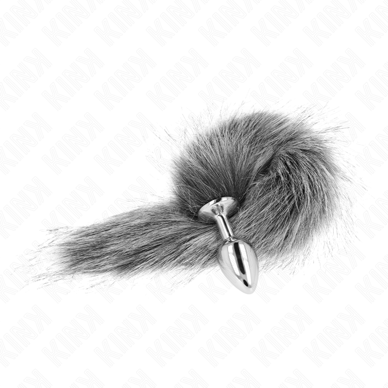 KINK - PLUG ANALE 7 X 3 CM CON CODA SINTETICA 40 CM GRIGIO TAGLIA S