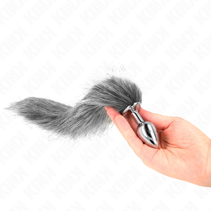 KINK - PLUG ANALE 7 X 3 CM CON CODA SINTETICA 40 CM GRIGIO TAGLIA S