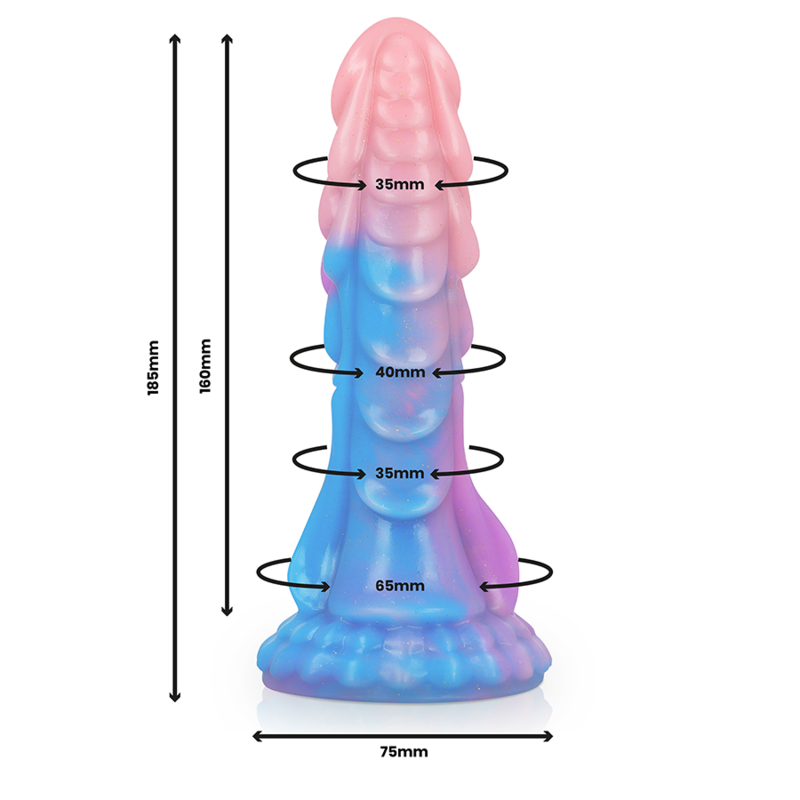 DILDO IN SILICONE CON VENTOSA, DESIGN SCULTOREO, BASE ADERENTE
