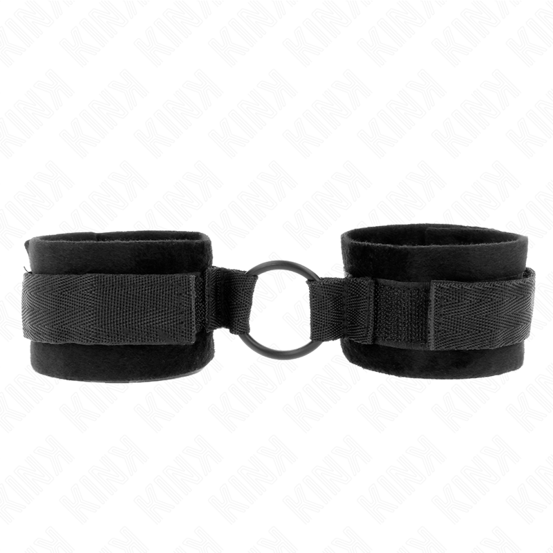 KINK - MANETTE IN PELLICCIA PER PRINCIPIANTI 25 CM CON ANELLO DI 4 CM NERO REGOLABILI 15-25 CM