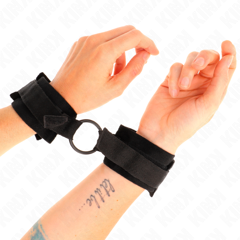 KINK - MANETTE IN PELLICCIA PER PRINCIPIANTI 25 CM CON ANELLO DI 4 CM NERE REGOLABILI 15-25 CM