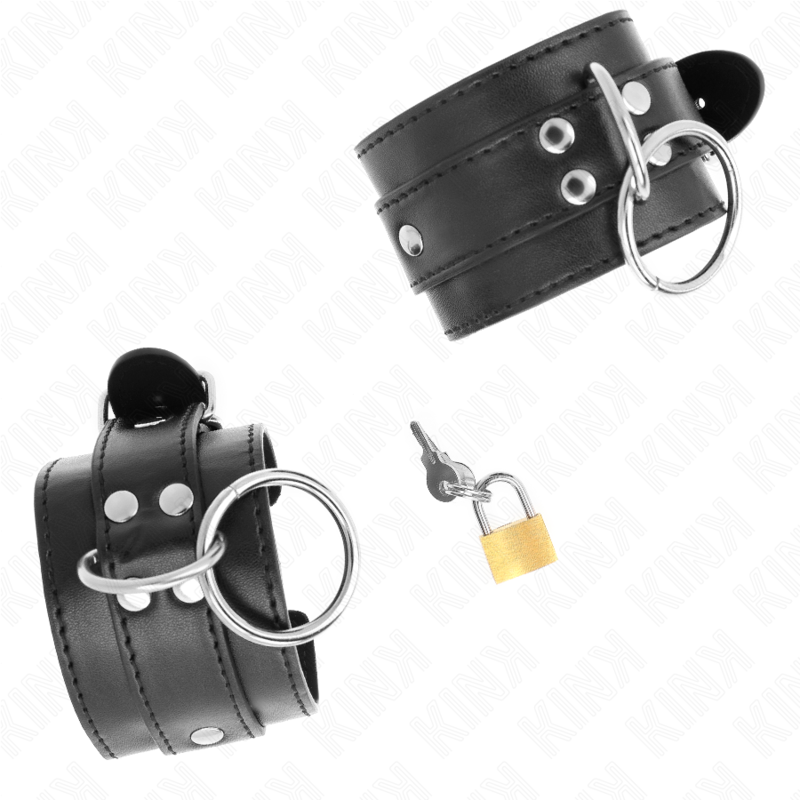 KINK - MANETTE CON ANELLO DI BLOCCAGGIO NERO REGOLABILI 20-28 CM X 5,5 CM