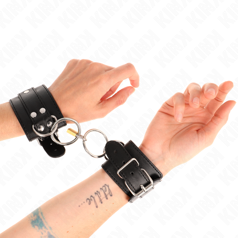 KINK - MANETTE CON ANELLO DI BLOCCAGGIO NERO REGOLABILI 20-28 CM X 5,5 CM