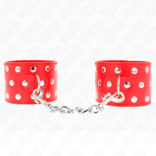 KINK - CINTURINI DA POLSO CON CHIUSURA A SCATTO CON RIVETTI ROSSI REGOLABILI 19-24 CM X 5,5 CM