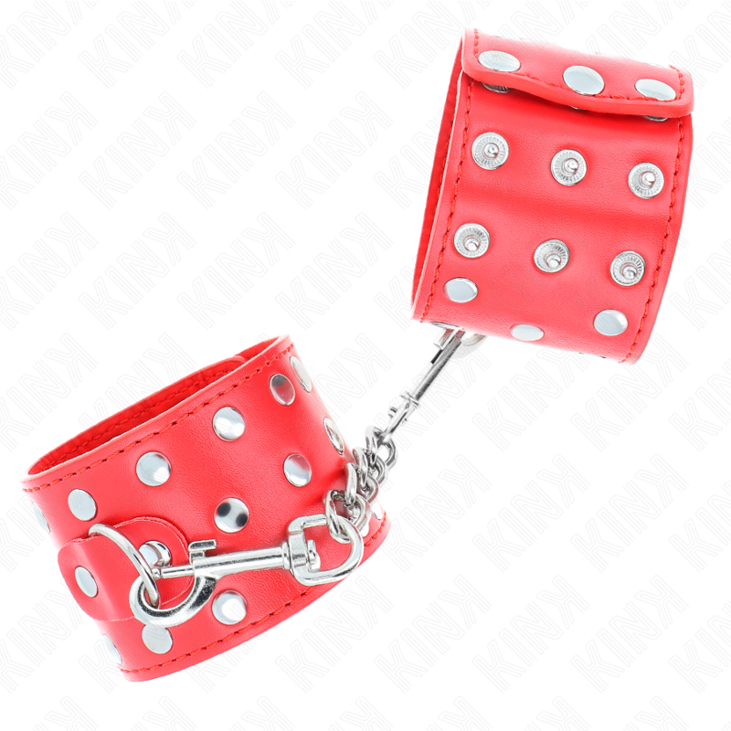 KINK - MANETTE CON CHIUSURA A SCATTO CON RIVETTI ROSSI REGOLABILI 19-24 CM X 5,5 CM