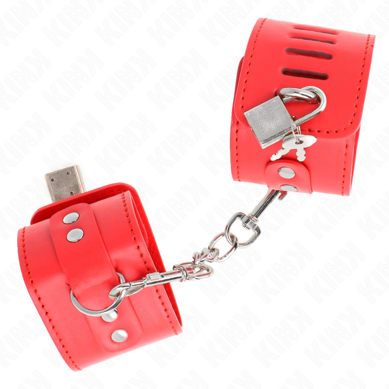 KINK - MANETTE CON CHIUSURA A LUCCHETTO ROSSE REGOLABILI 16-23 CM X 5,5 CM