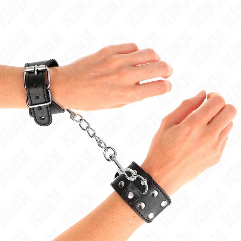 KINK - MANETTE CON DOPPIA LINEA DI BORCHIE NERE REGOLABILI