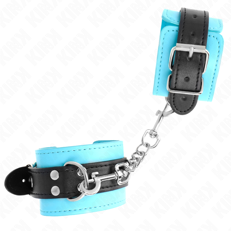 KINK - MANETTE AZZURRE RIVESTITE IN PELLICCIA REGOLABILI 20-28 CM X 5,5 CM