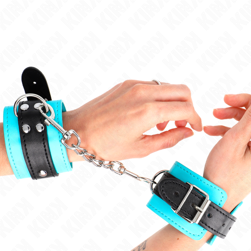 KINK - MANETTE AZZURRE RIVESTITE IN PELLICCIA REGOLABILI 20-28 CM X 5,5 CM