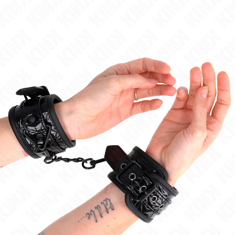 KINK - MANETTE CON MOTIVO A ROMBO NERI REGOLABILI 17-26 CM X 5,5 CM