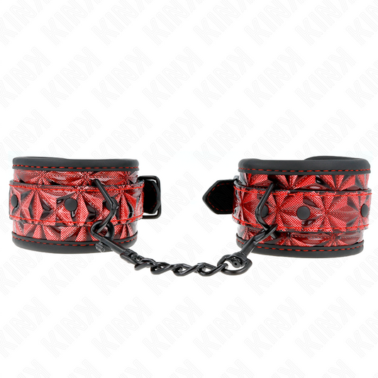 KINK - CINTURINI DA POLSO CON MOTIVO A ROMBO ROSSO SCURO REGOLABILI 17-26 CM X 5,5 CM