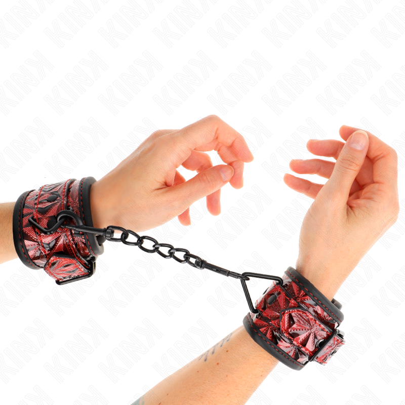 KINK - MANETTE CON MOTIVO A ROMBO ROSSO SCURO REGOLABILI 17-26 CM X 5,5 CM
