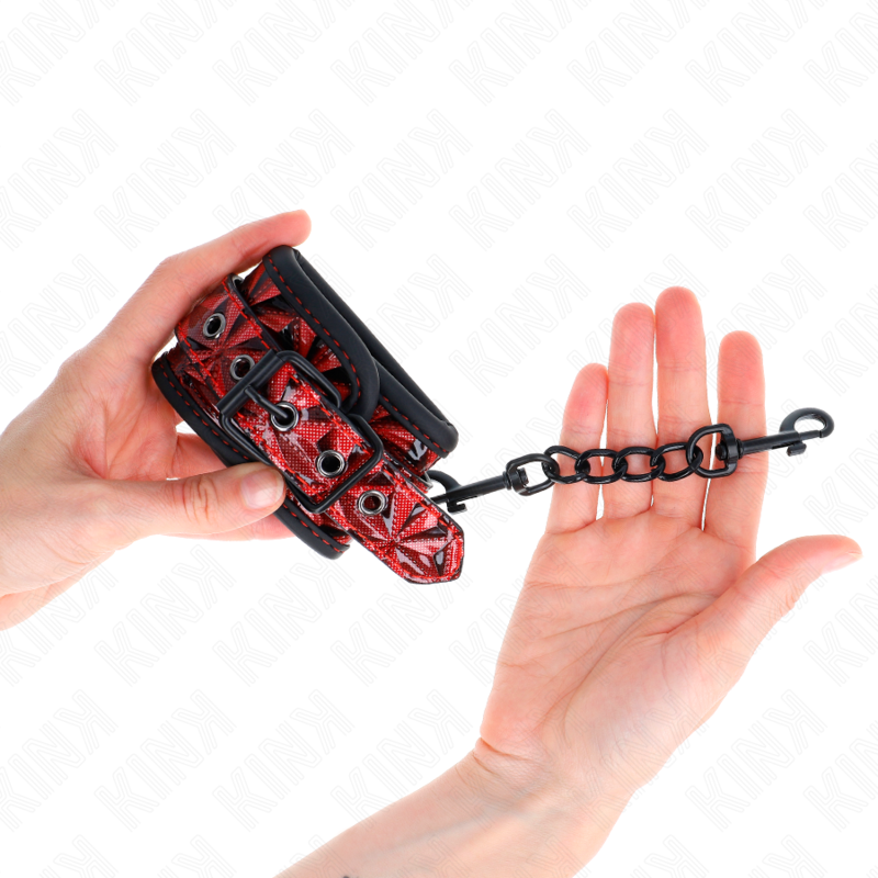 KINK - MANETTE CON MOTIVO A ROMBO ROSSO SCURO REGOLABILI 17-26 CM X 5,5 CM